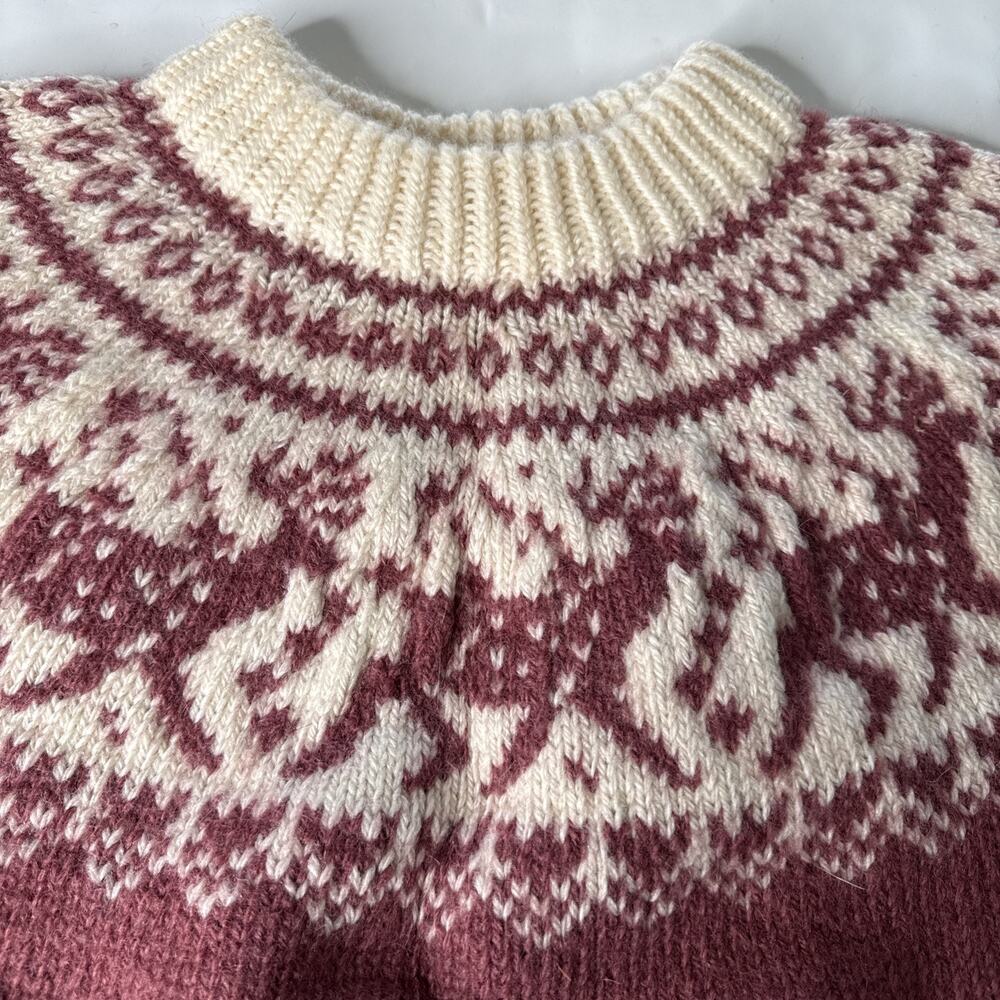 Vintage Dale Of Norway Pure New Wool Maroon White Knit Sweater Adult Size L 52 - Picture 2 of 13